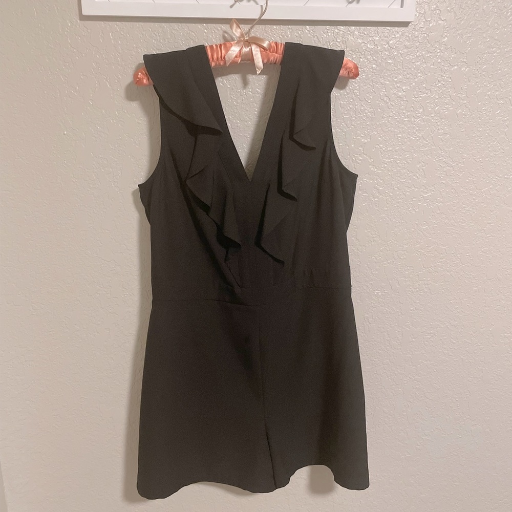 Bar III Romper Black Sleeveless Ruffled | Size 12 - Picture 3 of 8